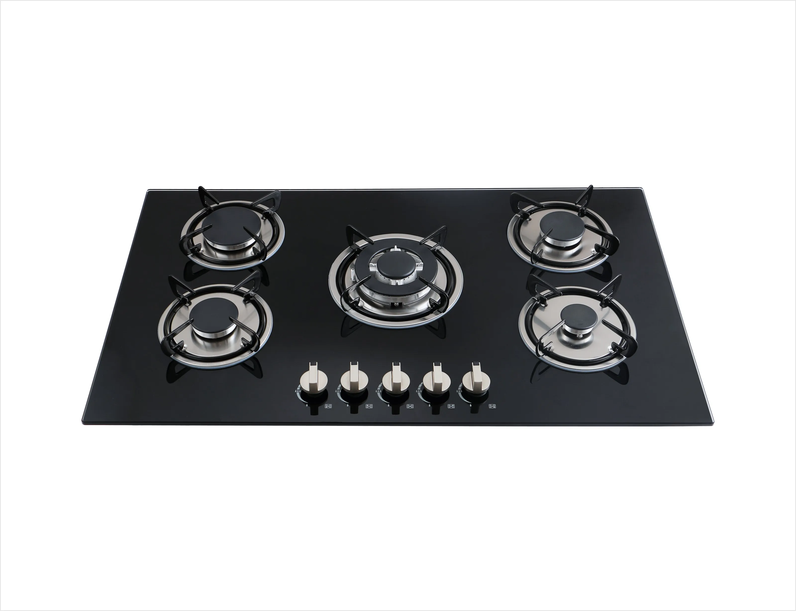 ThreeMi wholesale build in 5-burner gas stove with tempered glass panel aluminum burners electric battery power gas hob stove