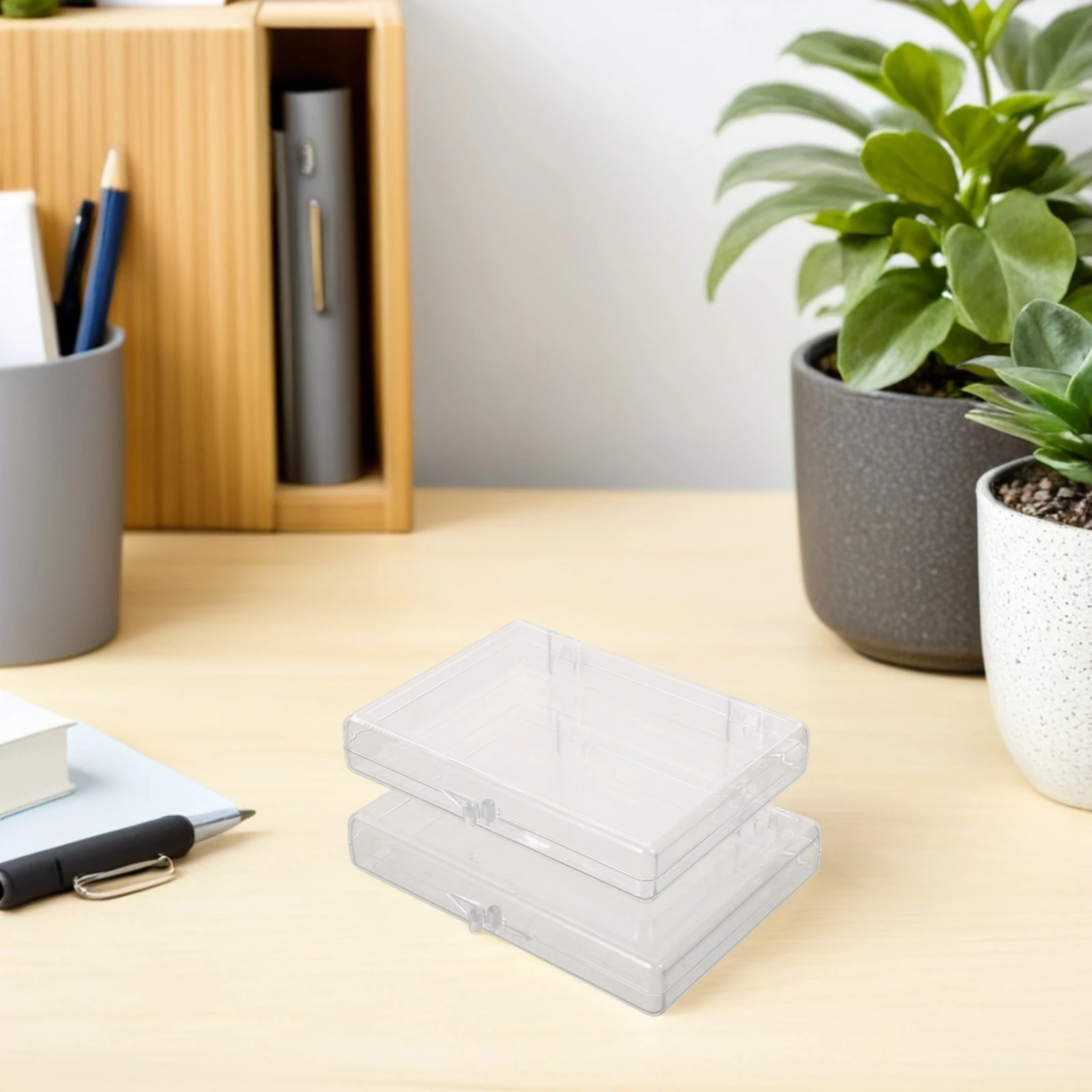 8Pcs Card Organizer Case Transparent Desktop Card Storage Box for Business Cards Acrylic Office Holder Display Stand Container