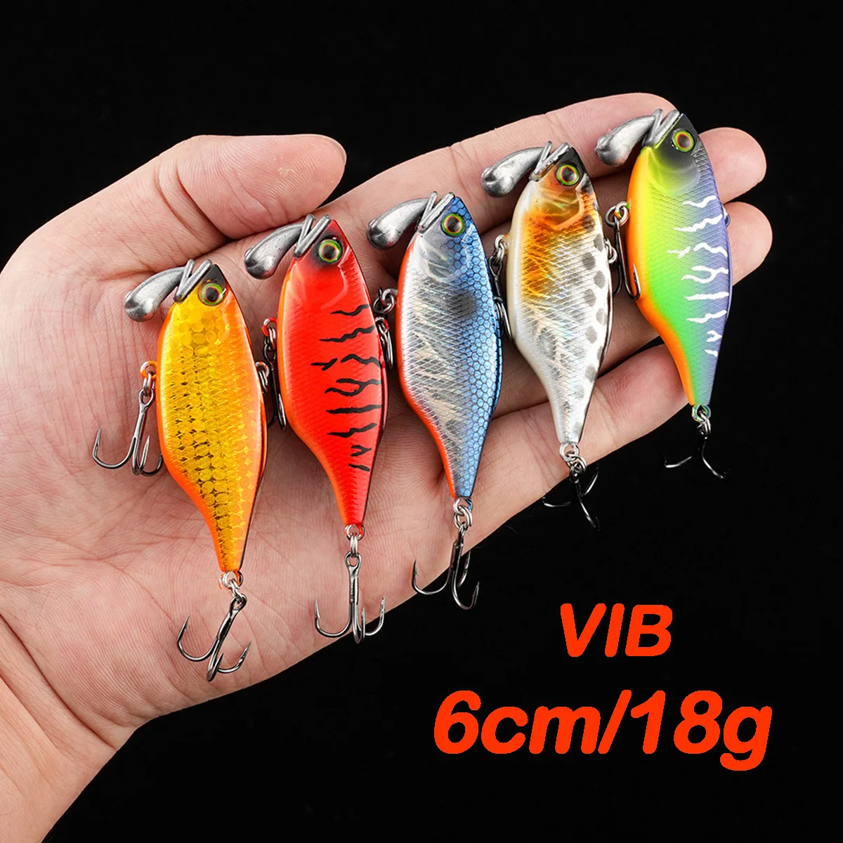 2pcs High-Frequency Vibrating Fishing Lure 8cm18g Sinking VIB Bionic Hard Bait with Sound Beads for Bass Pike Trout