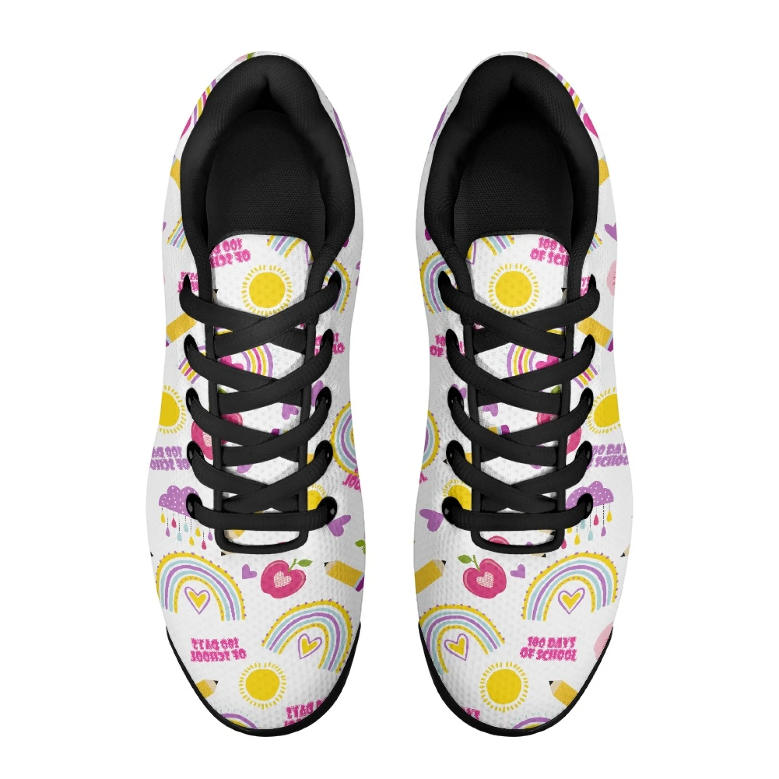 PENSTROLL Rainbow School Walking Shoes Knit Mesh Lace Up Sneakers Air Cushion Athletic Fashion Shoes for Running