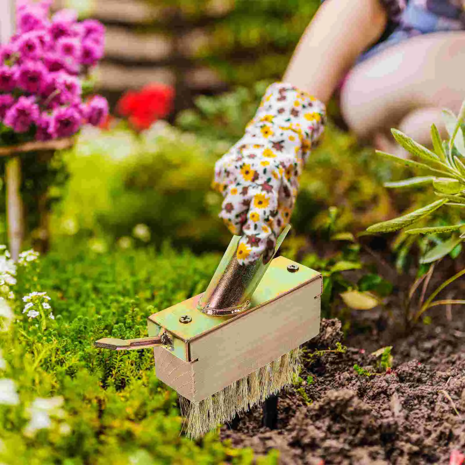 2 pezzi Sarchiatore Spazzola per diserbo Frusta Scopa Prato Strumento da giardinaggio in bambù Dispositivo di rimozione filo di acciaio