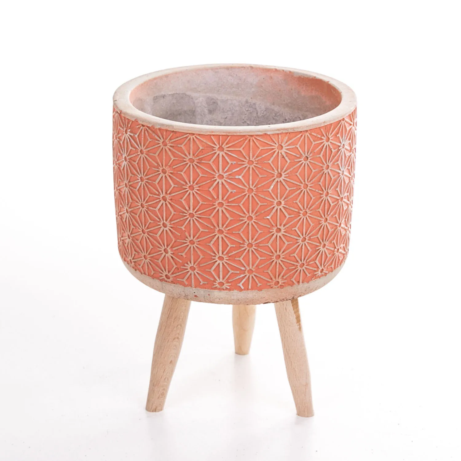 Star patterned tile color concrete flower pot 12x17,5 Cm