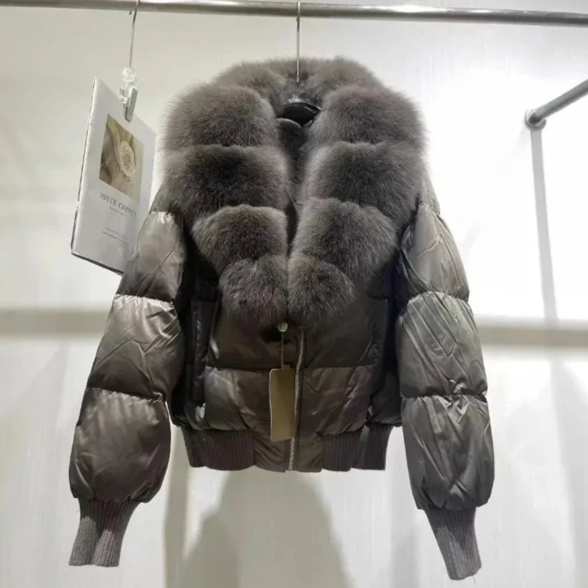 

Windproof Goose Down Coat Reality Fur Jacket Zipper New Autumn Winter Women Fashionable Versatile Warm Comfortable Fox Fur Coat