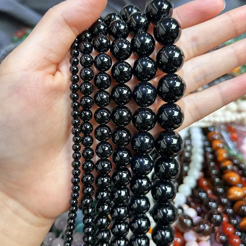 Wholesale Natural Stone White Black Dull Polish Matte Agates Onyx Smooth Round Beads For Jewelry Making DIY Bracelet 15'' 4-12mm