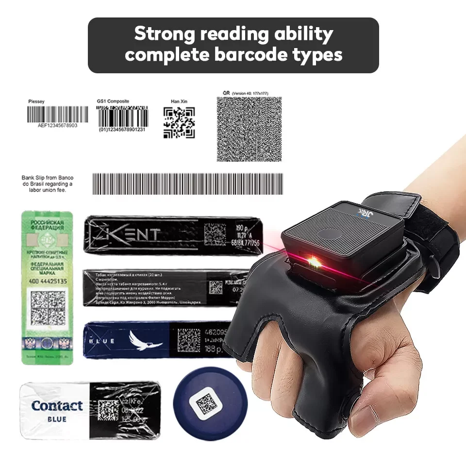 Jooytec Draagbare Bluetooth Barcode Scanner 1d 2d Handschoen Scanner Lezer Voor Logistiek Express Magazijn