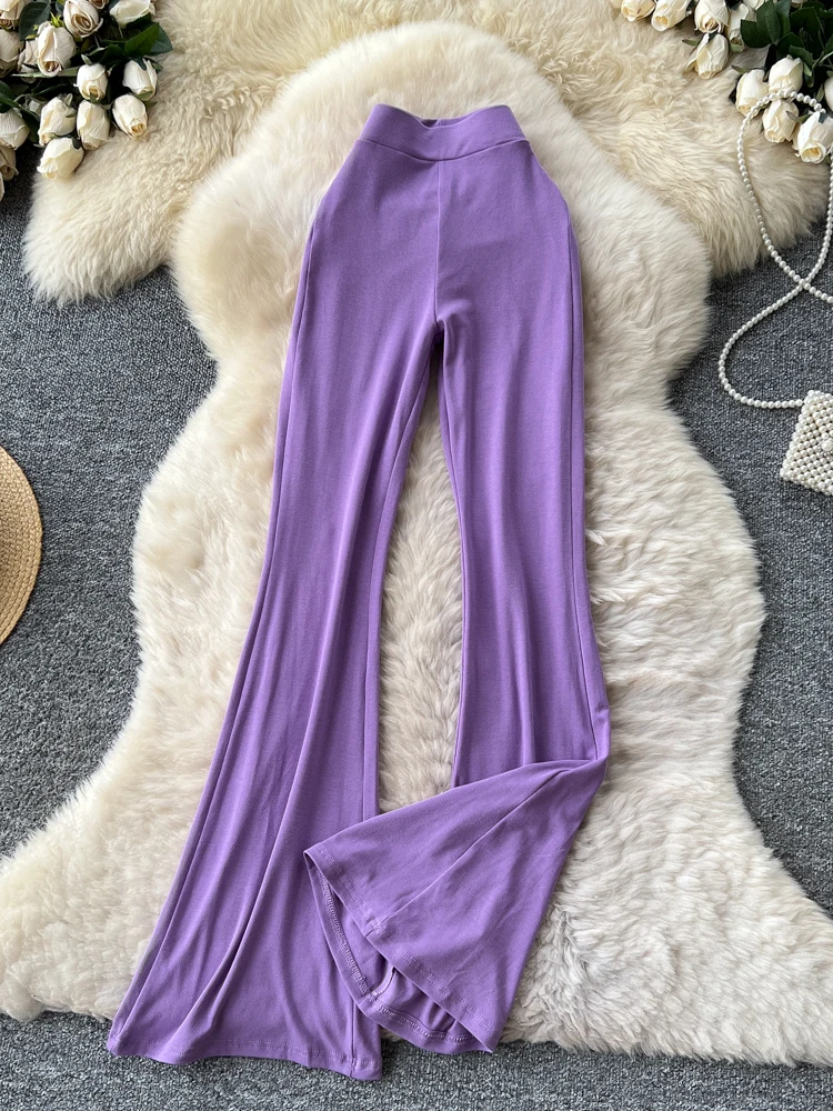 High Waist Yoga Pants Women's Slim Fit Flared Leggings Korean Sle Commute Faion Elastic Waist Sports Casual Pants