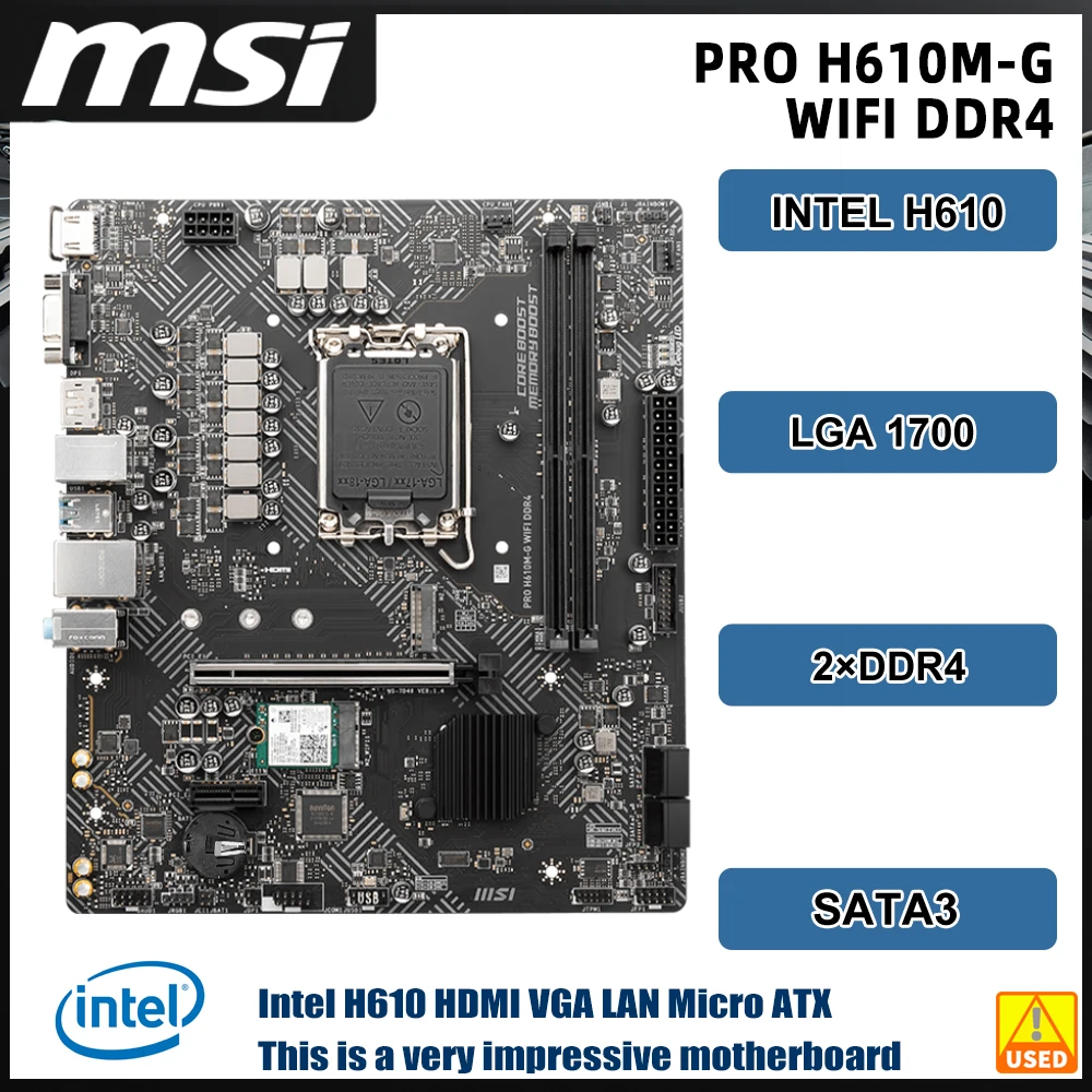 MSI PRO H610M-G WIFI DDR4 Motherboard i9-14900K 14700K i5-14400 13600K 12700 12100F cpu LGA1700 DDR4 64 mATX M.2 SATA SSD