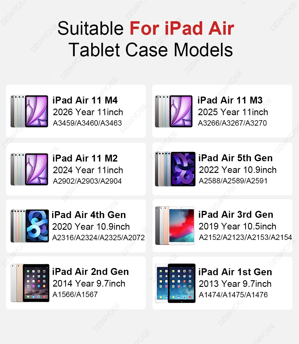 Hülle für iPad 10. Generation 10.9 A16, 11. Generation, Air 11 M2 3 4 Air 10.9, Pro 11 M5, 9./8./7. Generation 10.2, 5./6. Generation 9.7, Mini 6/7 mit Y-förmigem Ständer – Detail 4