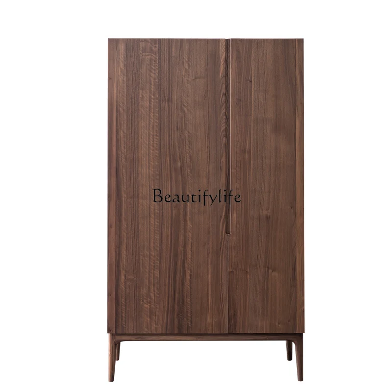 

North American black walnut solid wood Nordic Italian wardrobe two-door cabinet