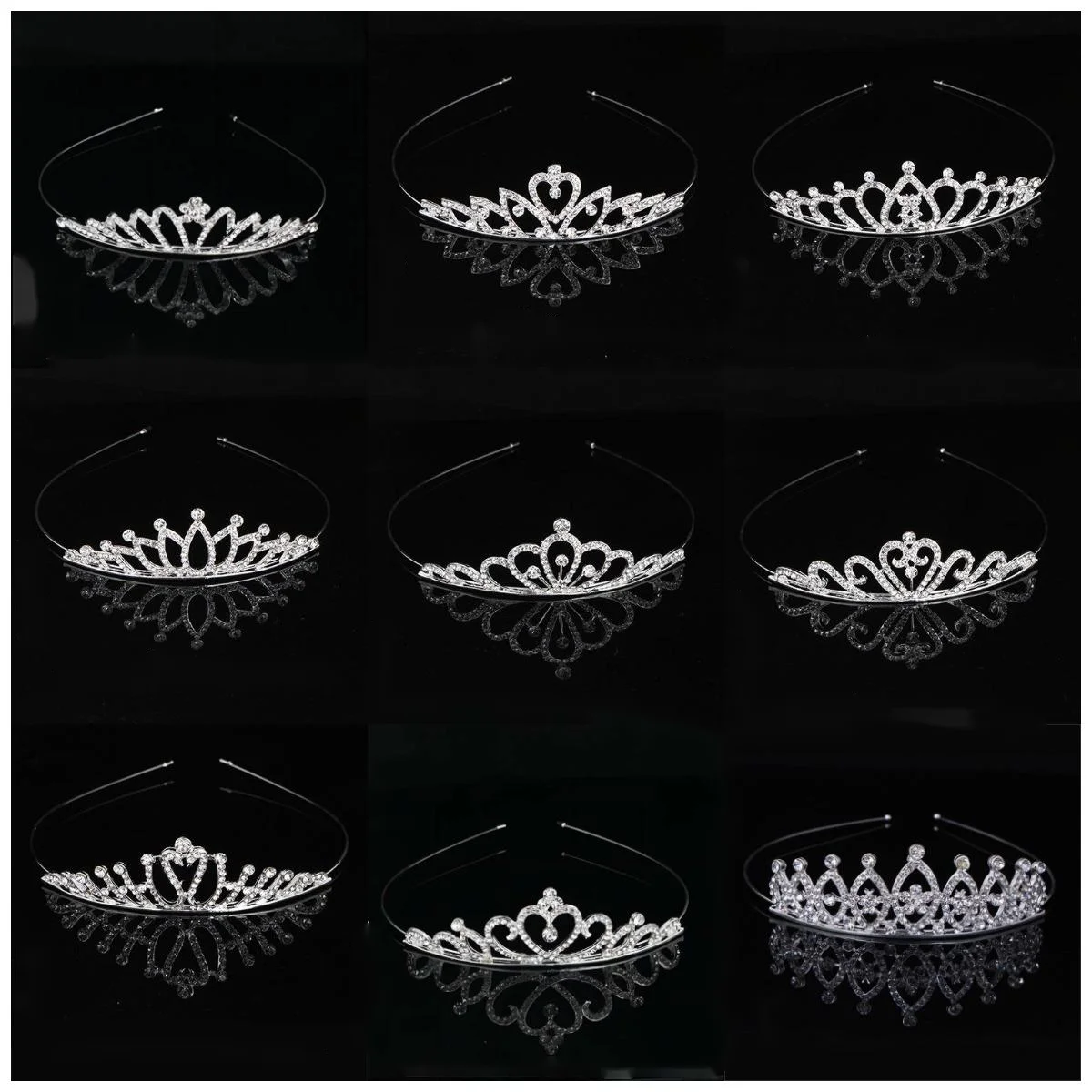 Women\'s Hair Crown Bridal Wedding Tiara Hair Ornament Girls Rhinestone Crystal Tiara Fashion Alloy Hair Jewelry Gift