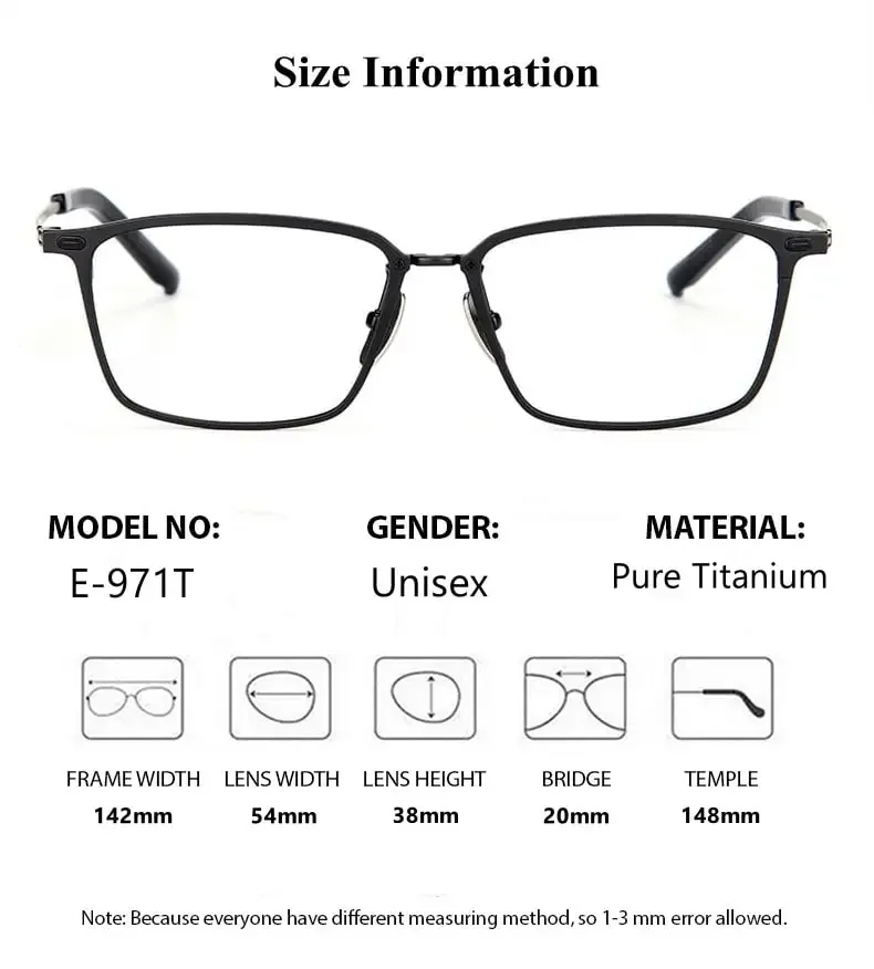 Glasses for Man Quality Pure Titanium IP High End Frame for Prescription Lenses Recipe Light Weight Full Rimmed Eyeglasses