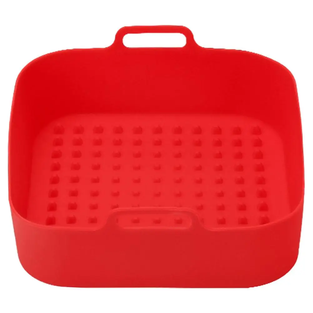 

20Cm Square Blue Reusable Silicone Air Fryer Liner Pan For Plus Nonstick Cooking Baking Kitchen Tool Cookware Parts Replaceable