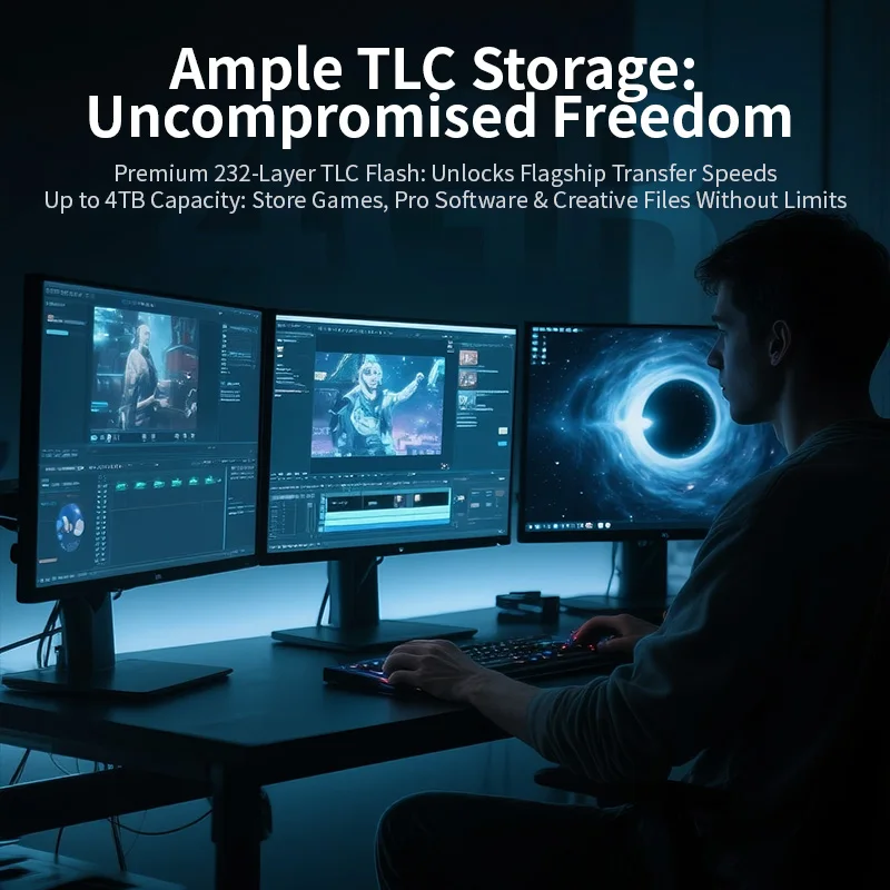 MOVESPEED 14000MB/s PCIe5.0 SSD with DRAM Cache Internal Solid State Drive 2TB NVMe M2 2280 Hard Disk for PS5 Laptop Desktop PC