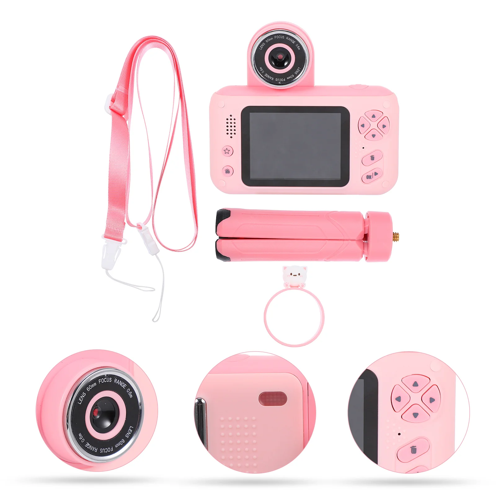 Kids Cameras Flip Lens for Toddler Selfie Photography Video Recorder Pink Child