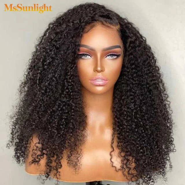 Afro Kinky Curly Wigs Human Hair 13x4 Transparent Lace Front Human Hair Wig Pre plucked With Baby Hair 150 For Black Women Lace Wigs AliExpress