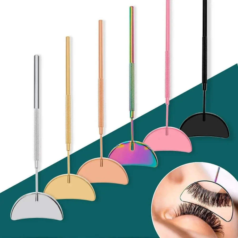 Miroir d'extension de cils en forme de lune en acier inoxydable, poignées amovibles, fournitures de maquillage, outil de levage de cils, accessoires de beauté, nouveau