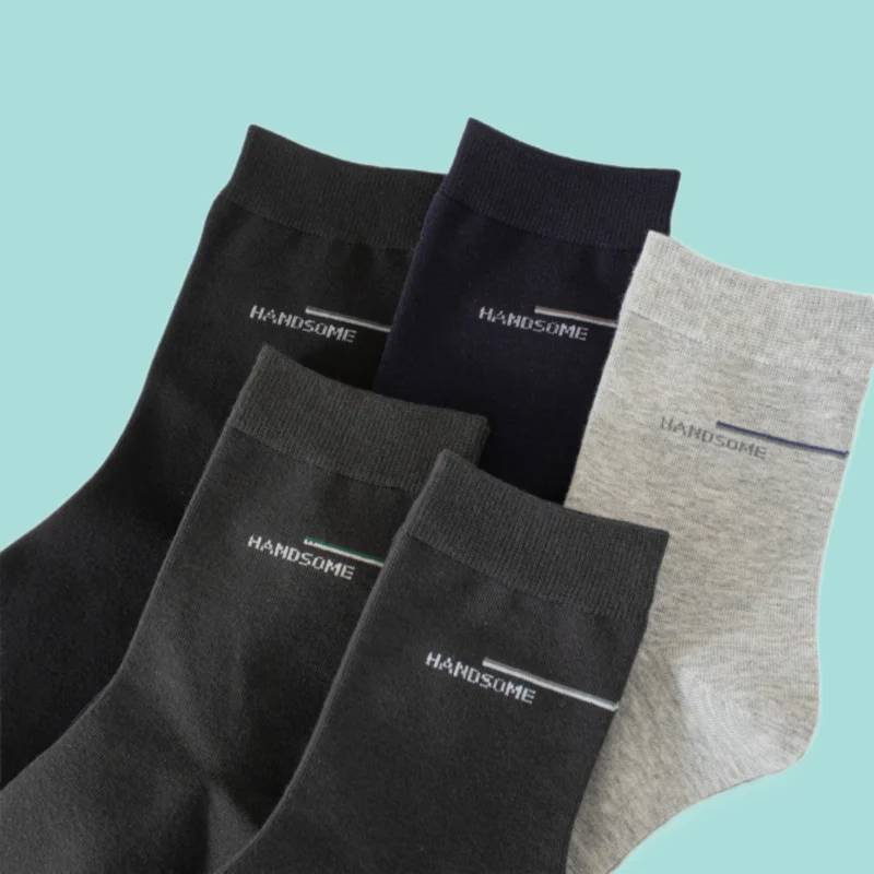 Chaussettes mi-tube absorbant la transpiration pour hommes, chaussettes longues respirantes, chaussettes décontractées en coton, chaussettes d'affaires noires polyvalentes, nouveau, 5/10 paires