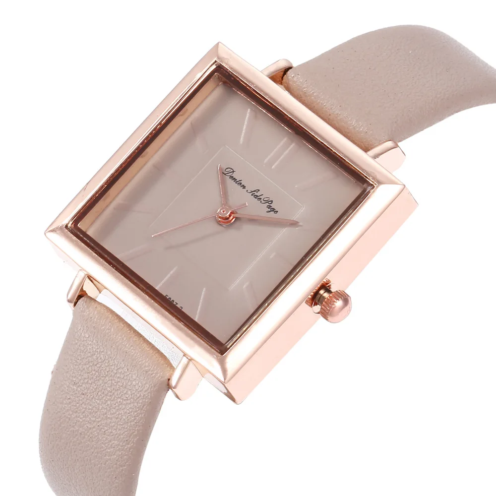 

Модные женские часы с квадратным большим циферблатом, кварцевые часы, женские простые повседневные кварцевые наручные часы с кожаным ремешком Montre Femme