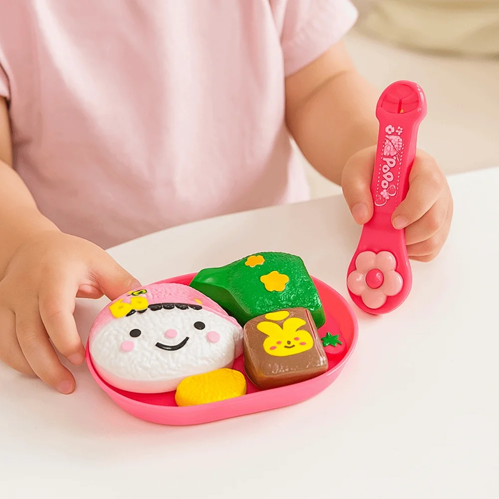 Set di alimentazione per budino con palla di riso a forma di coniglio Fai finta di giocare Modello di simulazione Scatola per il pranzo Budino Educazione precoce Kawaii