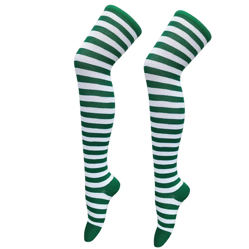 Over Knee Long Socks Fashion Stripe Printed Cotton Stockings Japanese Color Girl Striped Sock Women Sexy Thigh High Warm Hosiery