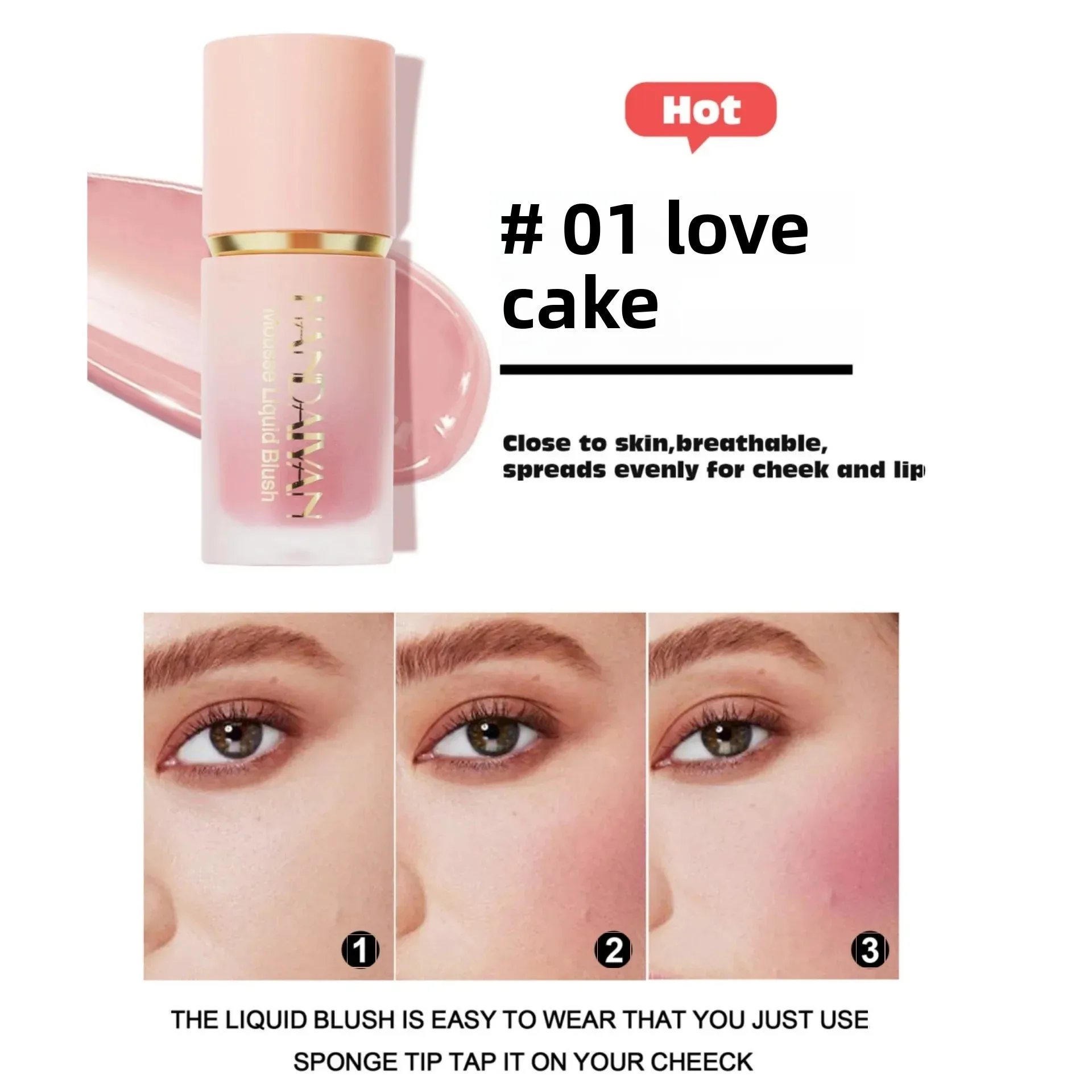 6-kleuren mat glitter vloeibare blush gezichtsduurzame waterdichte markeerstift blusher met sponsborstel tip contourblush make-up