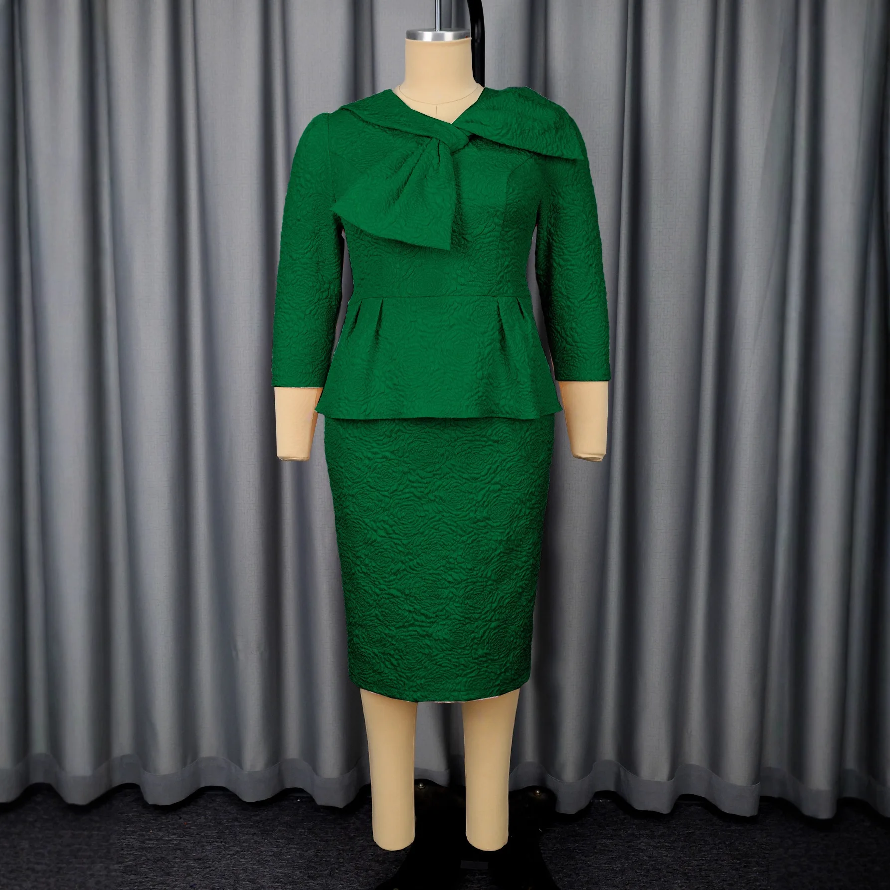 

L-4XL Plus Size African Dresses for Women Autumn Elegant African 3/4 Sleeve Polyester Party Evening Bodycon Midi Dress Outfits