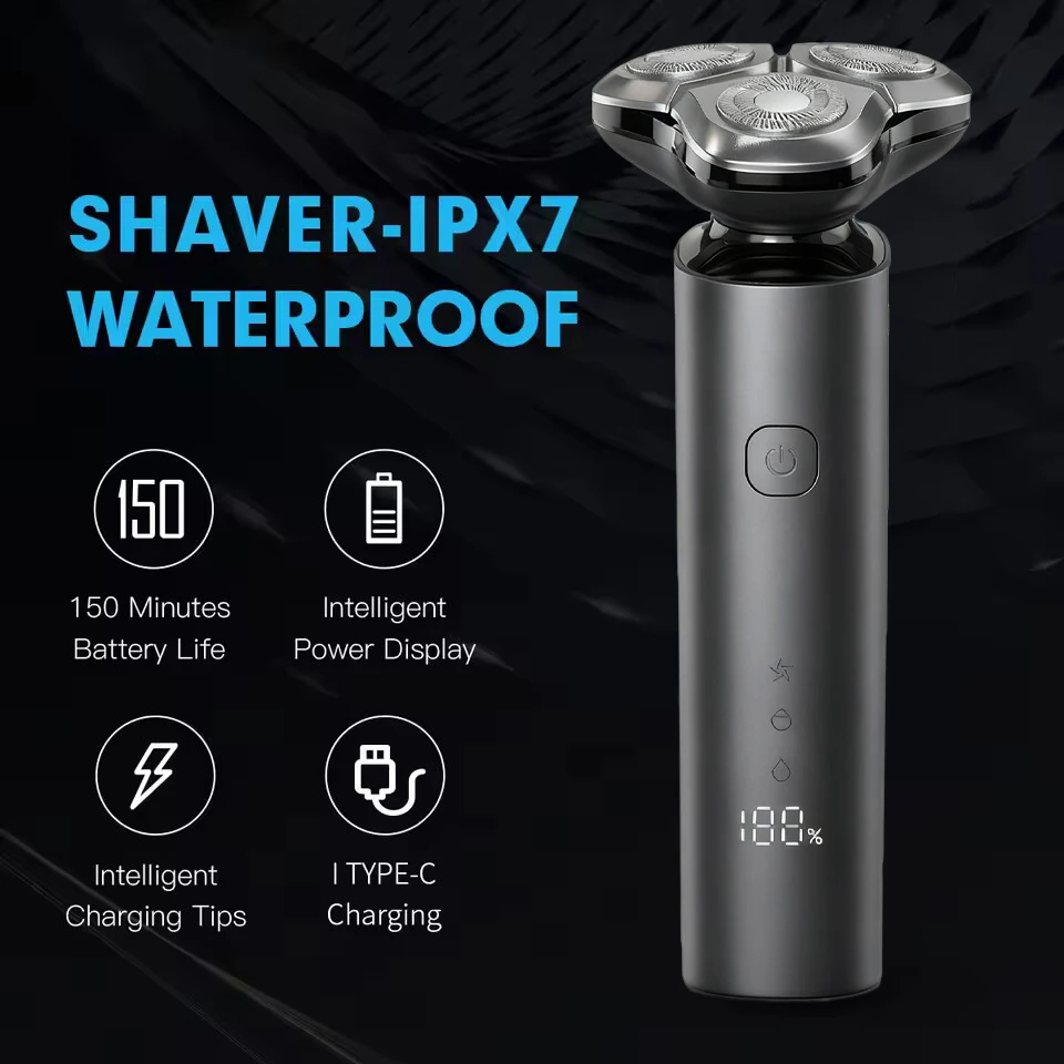 2026 Electric Shaver Clipper Triple Blade Trimmer For Men Dry Wet Shaving Washable Beard Hair Cutting Machine Razor