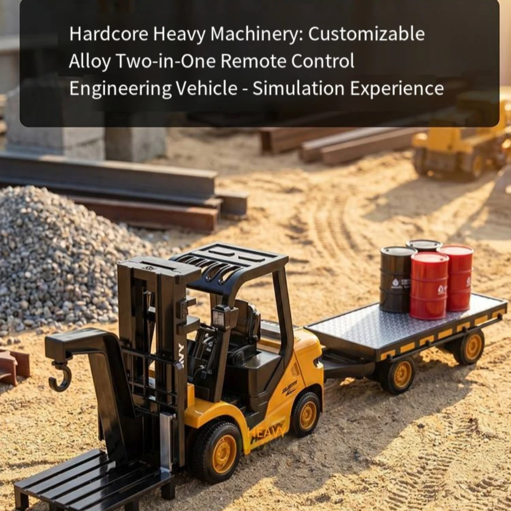 1:18 Scale Remote Control Forklift Toy Multi Function Alloy Engineering Truck Model Effect 2.4G RC Vehicle Ideal Birthday Gift