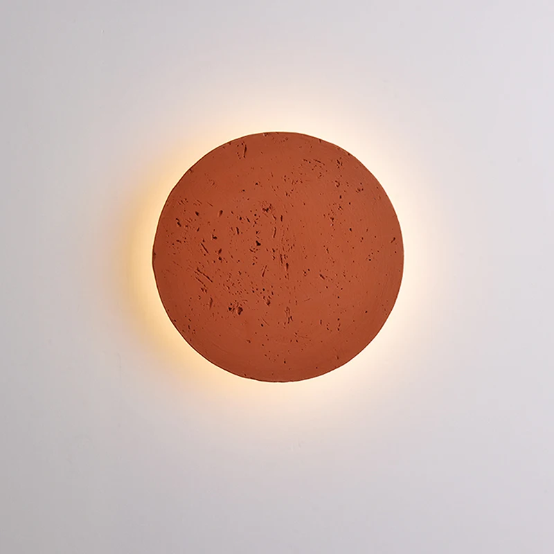 

Brick Red Travertine Sconce D230mm Living Room Bedroom Hotel Restaurant Corridor Wall Lamp Led 10W 85-265V Retro Decor Light