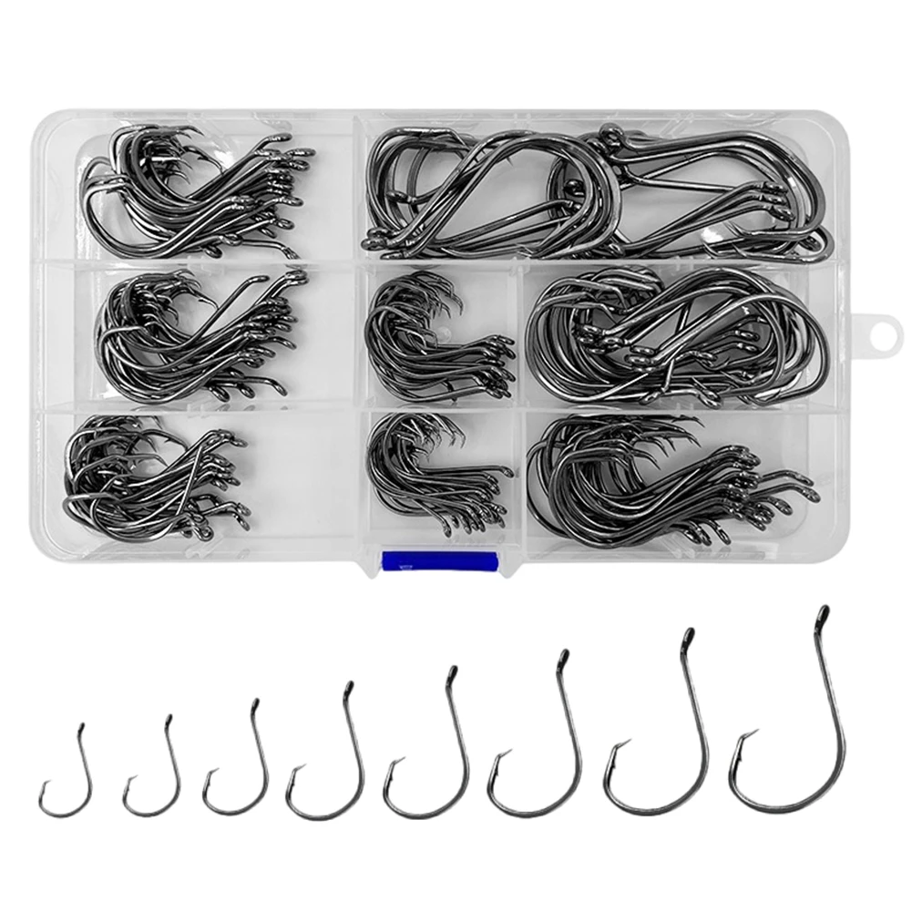 200 Uds. Anzuelos circulares de pesca, anzuelos de pesca de pulpo de agua salada, anzuelos de púas, anzuelo de carpa para lubina, accesorios de pesca de salmón