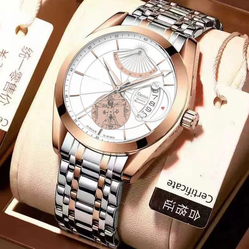 2024New Orologio da uomo Business Sports All-Match Automatico al quarzo Luminoso Impermeabile Orologio da uomo bello Da Vinci