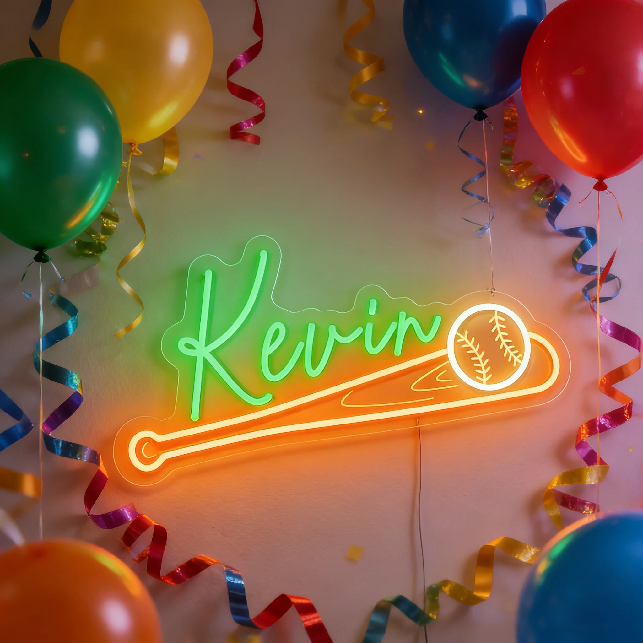 Custom Baseball Name Neon Sign - Personalized LED Night Light for Boys Bedroom, Sports Themed Wall Decor, Birthday Gift for Fans