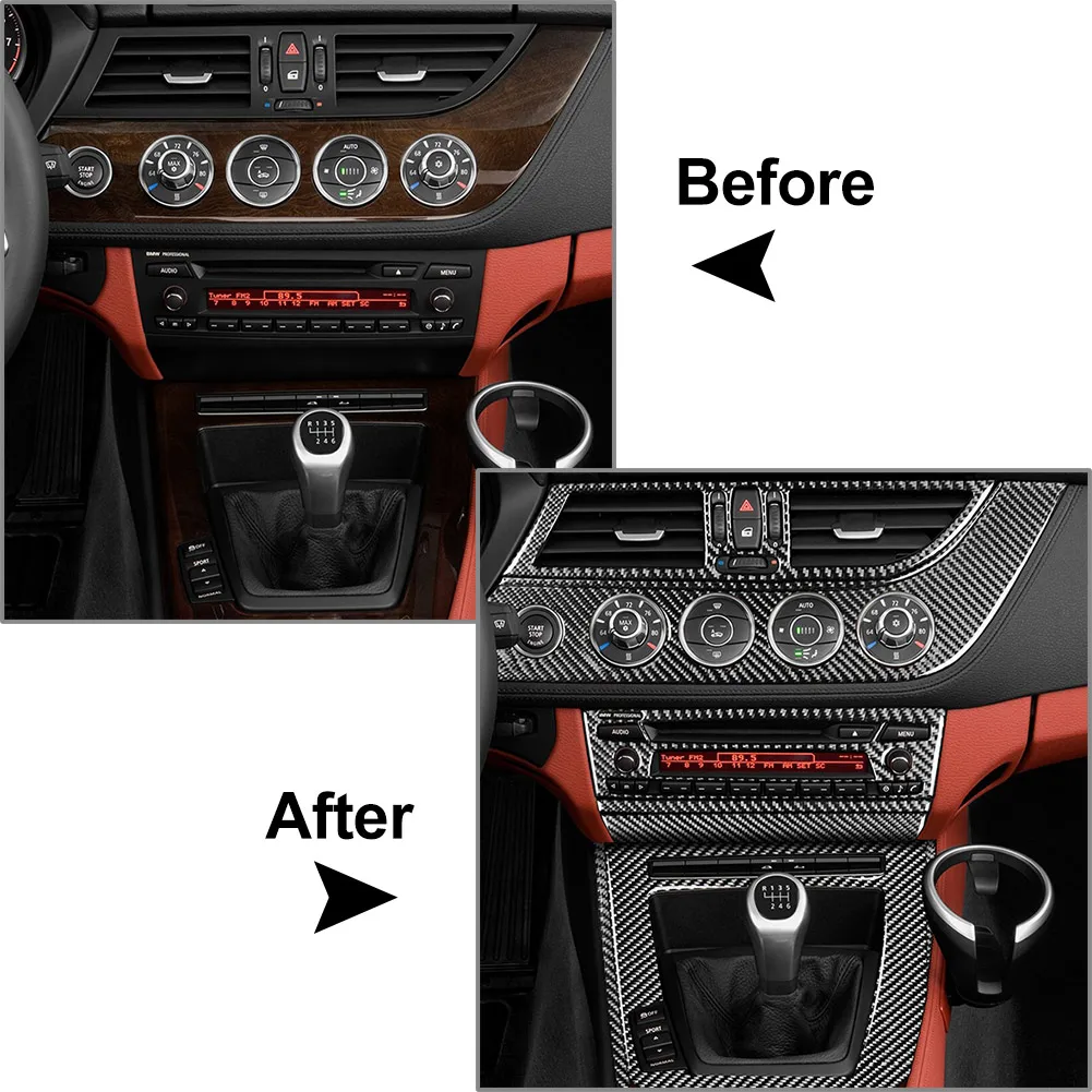 11PCS Carbon Fiber Car Center Console Gear Shift Panel Kit Cover Trim For BMW Z4 E89 2009 2010 2011 2012 2013 2014 2015 2016 LHD