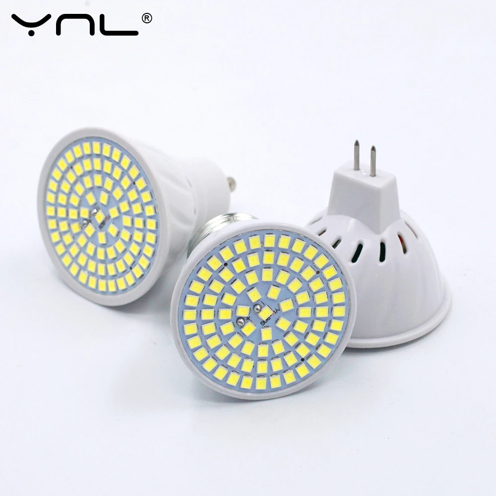 10PCS GU10 LED E27 Lamp E14 Spotlight Bulb 48 60 80leds lampara 220V GU 10 bombillas led MR16 Lampada Spot light