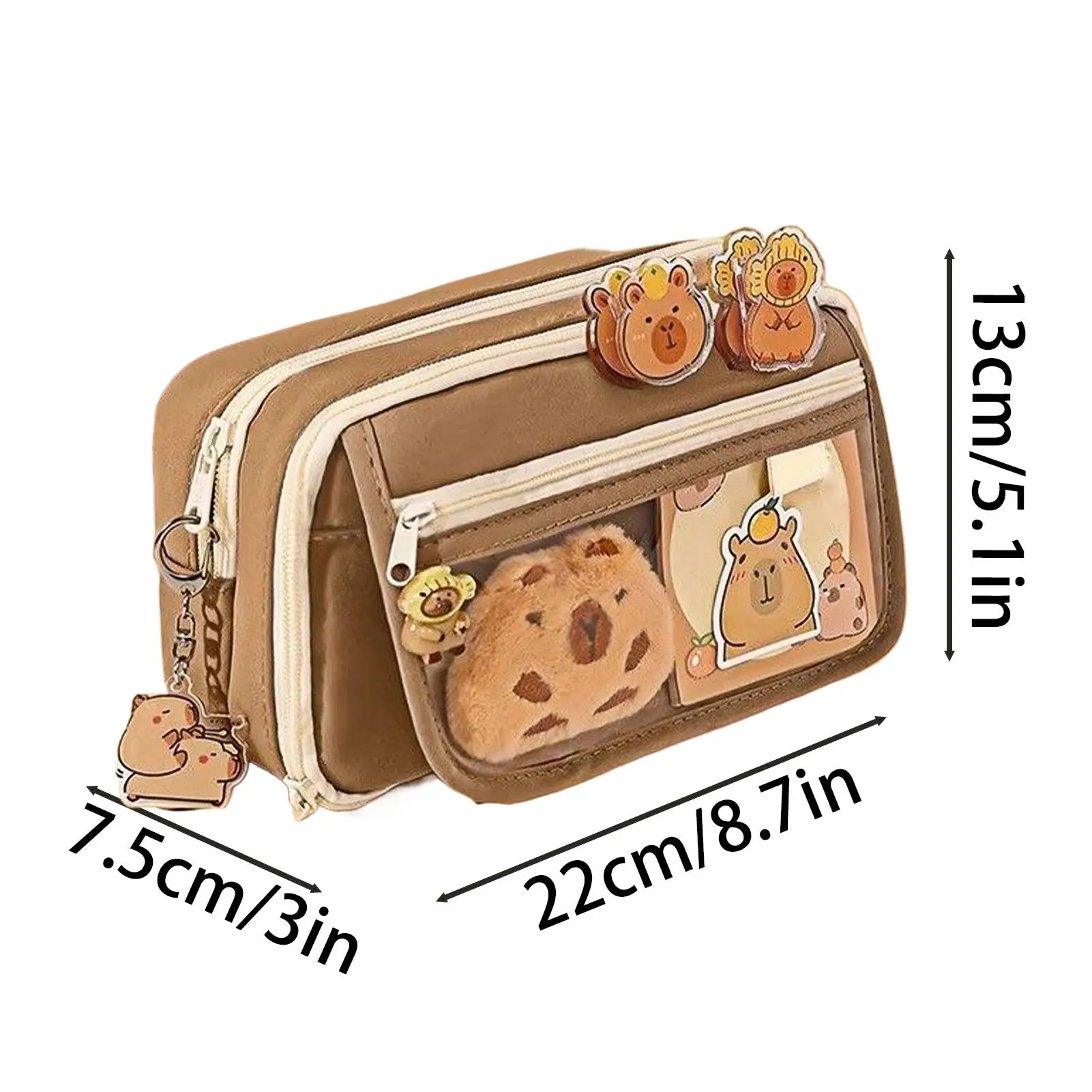 Capybara Pencil Case For School Cartoon Pencil Pouch Large Capacity Cartoon Capybara Stationery Holder Pen Storage Case Bag For