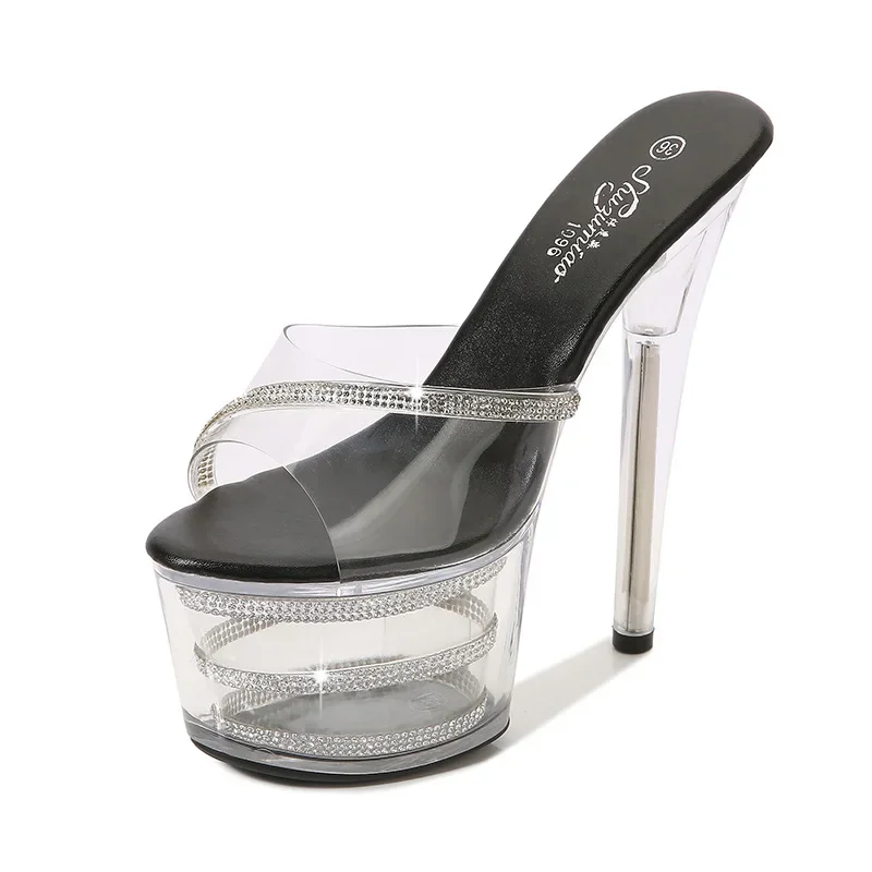 

Mclubgirl/летняя модная обувь, прозрачные сандалии с кристаллами, пикантная обувь на платформе, сценическая обувь, банкетная женская обувь LFD