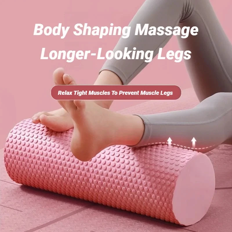 أسطوانة اليوغا السداسية: أسطوانة إسفنجية EVA مستديرة للبيلاتيس والتدريبات المنزلية المحسنة (قطر 9.5 سم، الطول 29.7 سم)