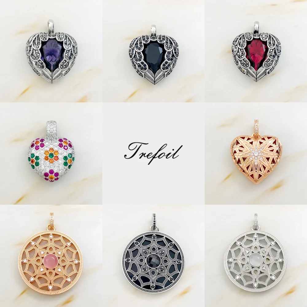Pendants Black CZ Lotus Wings Heart 925 Sterling Silver Fine Jewelry Accessories Fit Necklace Trendy Costume Gift For Women