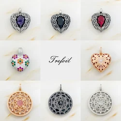 Pendants Black CZ Lotus Wings Heart 925 Sterling Silver Fine Jewelry Accessories Fit Necklace Trendy Costume Gift For Women