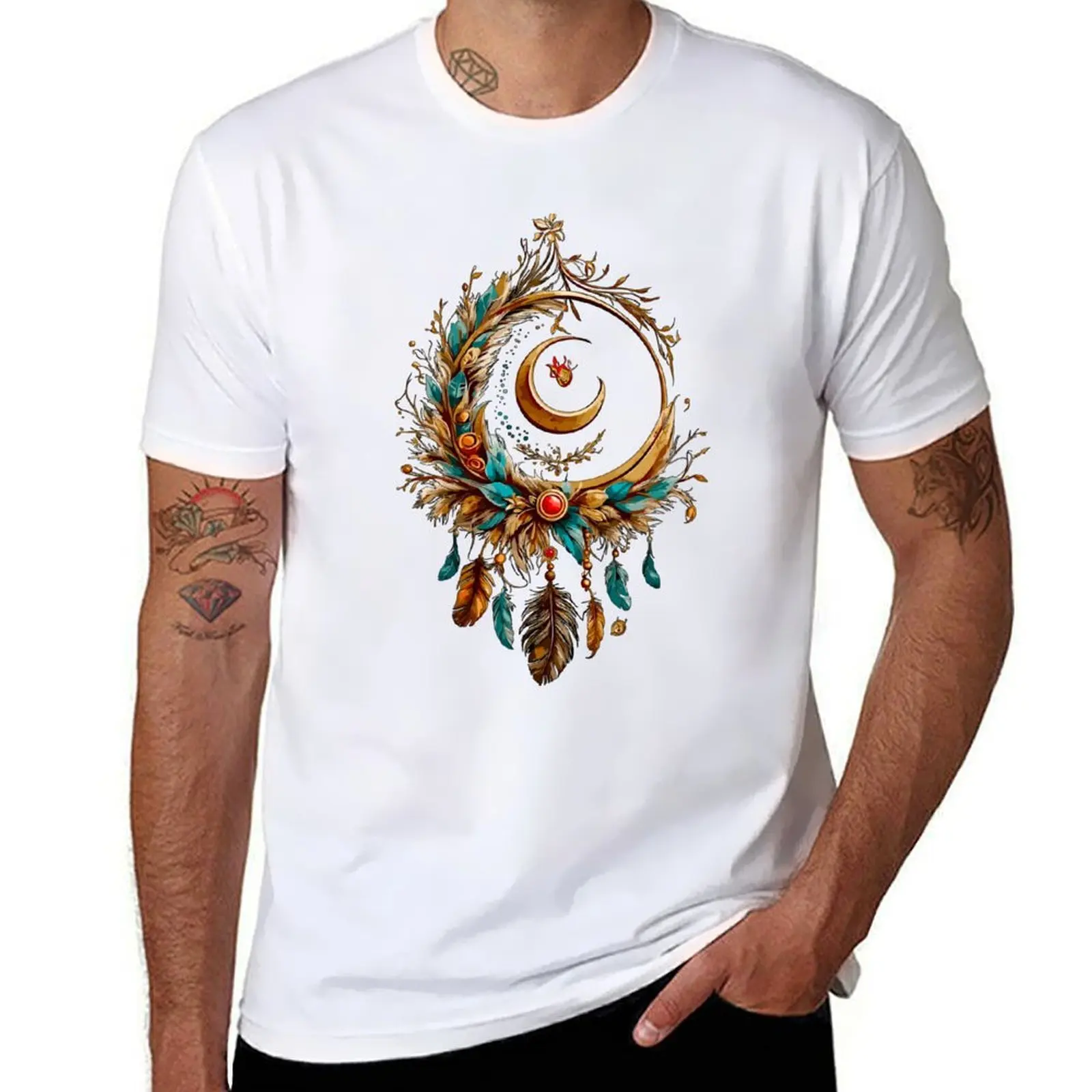 Moon dream catcher T-Shirt man t shirt heavy cotton man t shirts for men casual T-Shirt