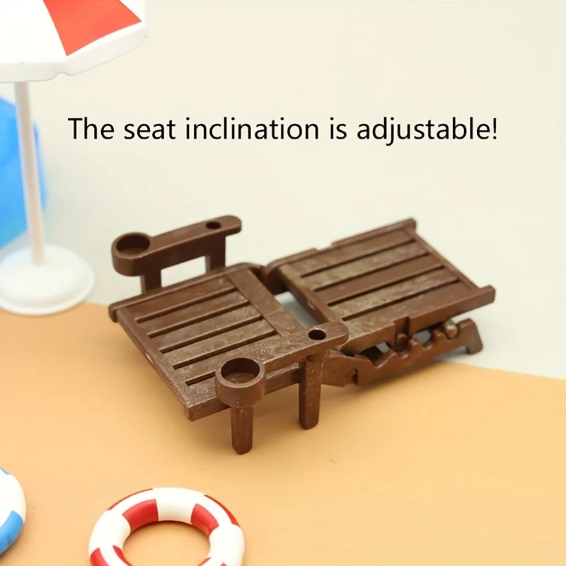 1 مجموعة دمية صغيرة شاطئ بركة مجموعة مع مظلة صالة كرسي وحلقات الحياة مسرح الديكور في الهواء الطلق حلية التبعي #6