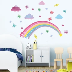 Cartoon Butterfly Cloud Sweet Rainbow Heart Wall Sticker Children's Room Home Decor Art Mural Sticker