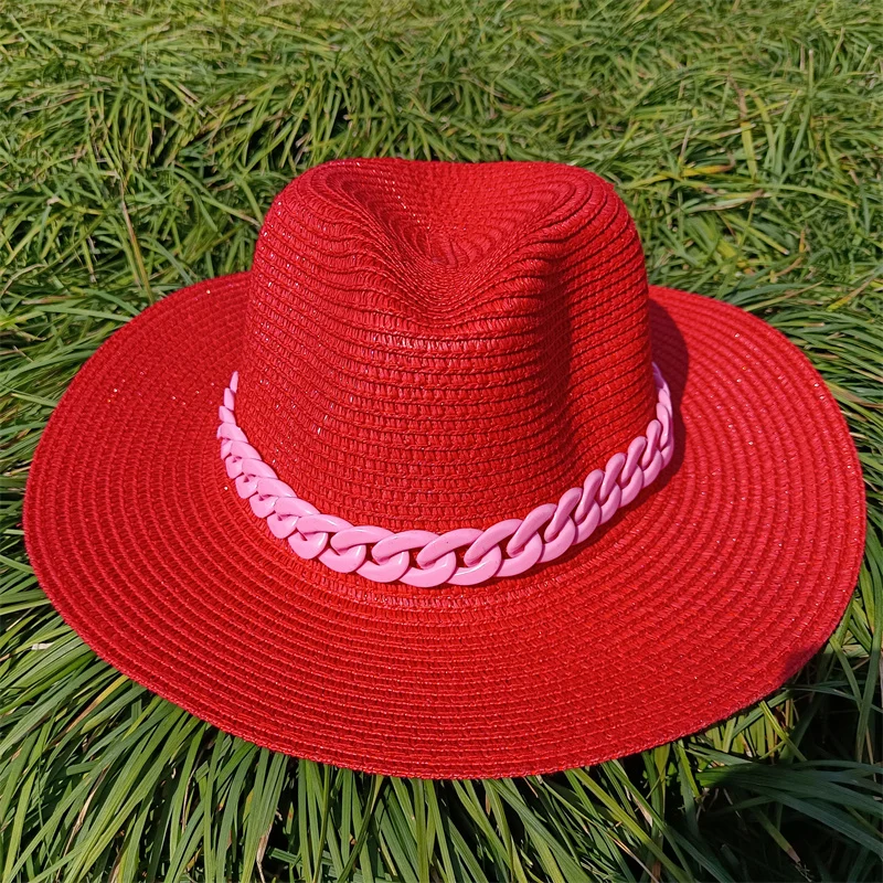 Summer hat new adjustable jazz straw hat for men and women Fedora sun hat beach hat jazz rose jazz hat