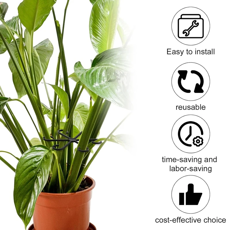 AT51-12Pcs Plant Stem Support, 4 Sizes Flower Plant Stem Hook Stakes Trellis Plants Climbing Rack For Different Plantfor