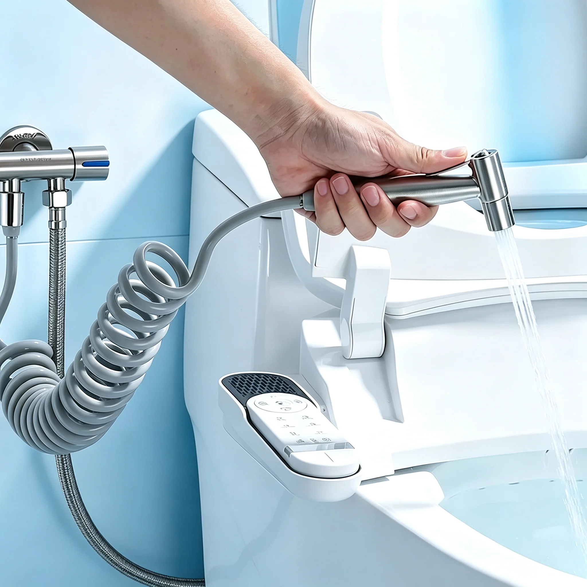 304 Stainless Steel Handheld Bidet Sprayer Set Self Cleaning Toilet Spray Gun Bathroom Shower Sprayer Nozzle