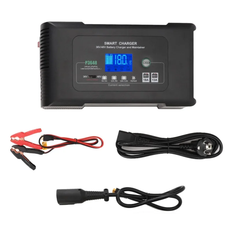 

Golf Cart Battery Charger 36V18A 48V13A With LCD Screen Trickle Battery Charger For Lithium For Lifep04 AGM GEL EFB MF Flooded