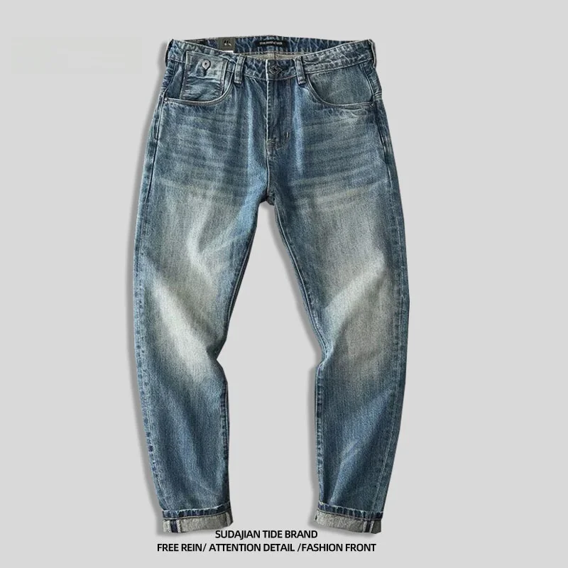 

Waed 3D Tailored Jeans Men's Autumn Winter Heavy Du Loose Fit Harlan Pants Trendy Trousers Straight Leg Youth Faion