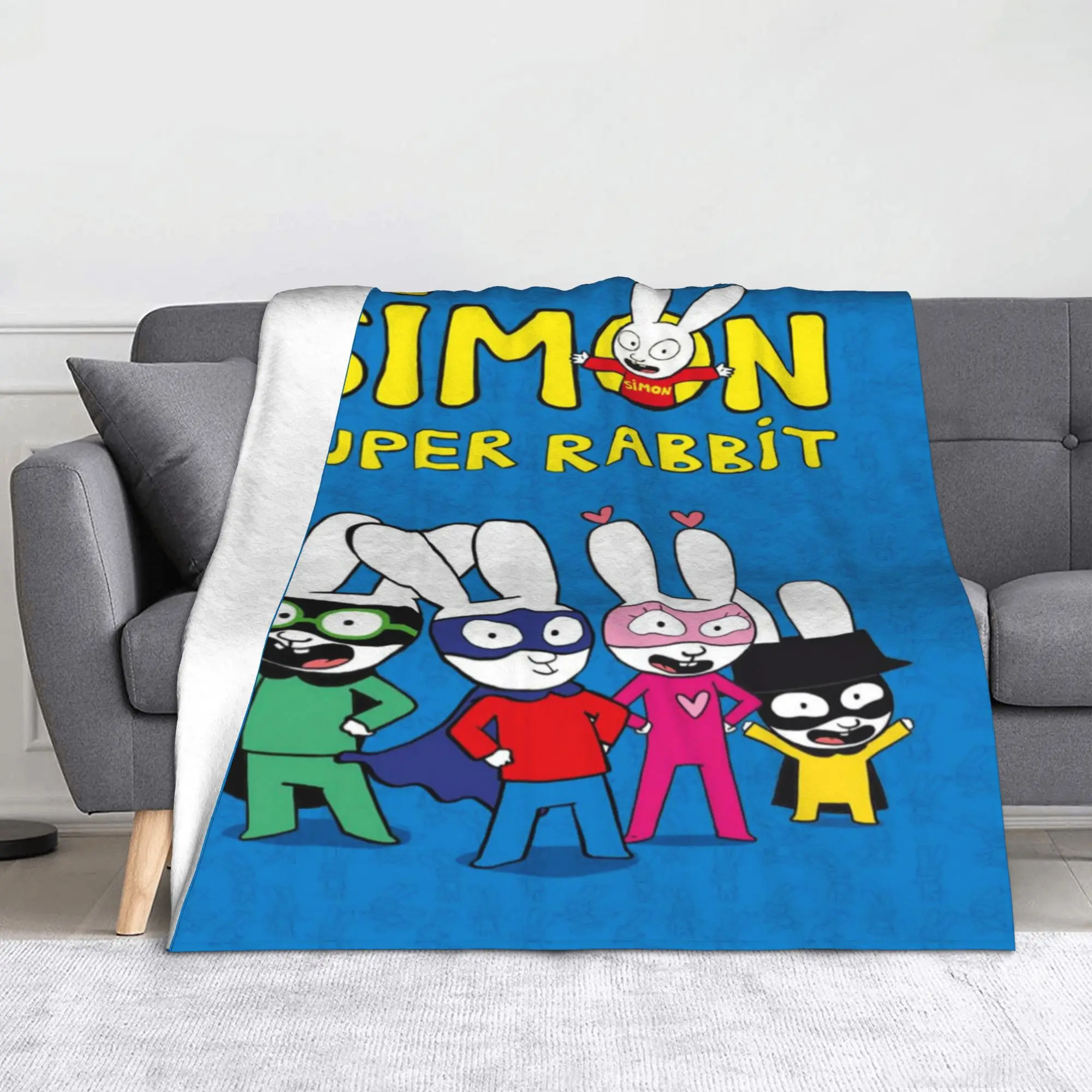 Simon Super Rabbit Print Blanket For Men Women Warm Cozy Fluffy  Throw Blankets for Couch 50x60 Inches Multi-size