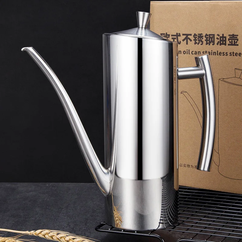 Stainless Steel Oil Pot Kitchen Oil Tank Pot Sauce Vinegar No Drip Dust-Proof Oil Storage Container Tank Storage Kitchen Tools