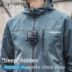 SUREWO Hidden Magnetic Quick Release Chest Strap Fixing Bracket For Gopro13/12/11 DJI Action 5 pro 4 Sports Camera Accessories